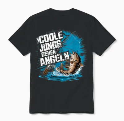 Cool Boys Walking Angeln Fisch Fangen Angler Fishing T-Shirt, Black Unisex T-Shirt - Black