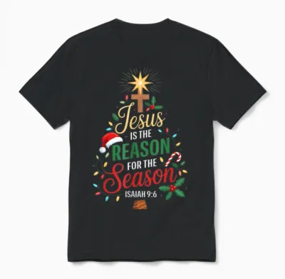 Jesus Is the Reason for the Season Christmas Xmas Christian Unisex T-Shirt - Black