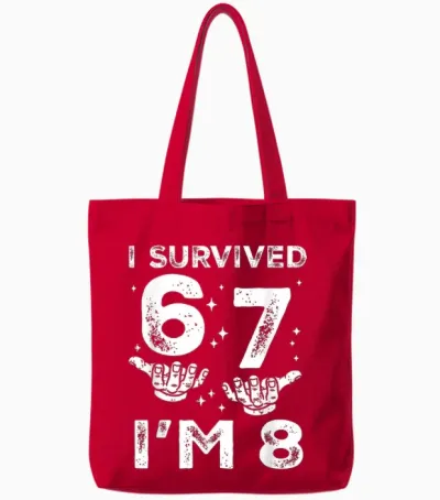 8. Geburtstag Ich Habe überlebt 67 Ich Bin 8 Six Seven 6 7 Meme Kids Boy Tote Bags - Red