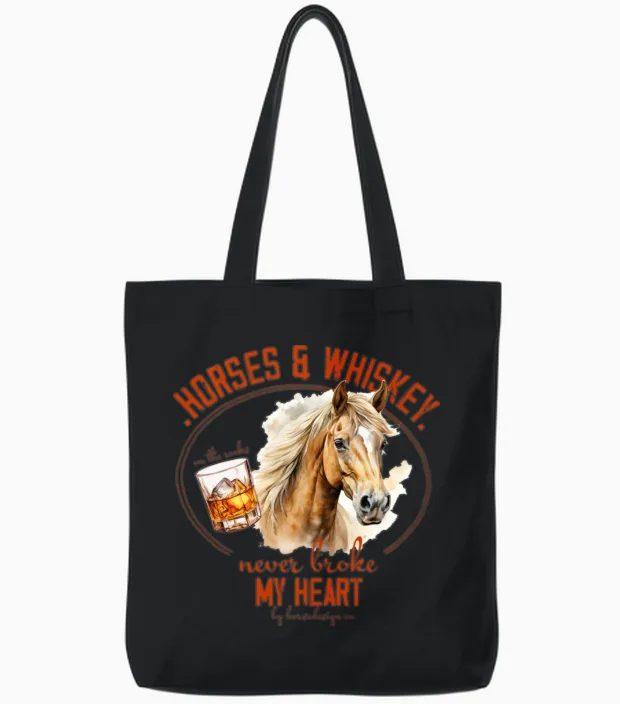 Horses Und Whiskey Wine & Beer Tote Bags in Black