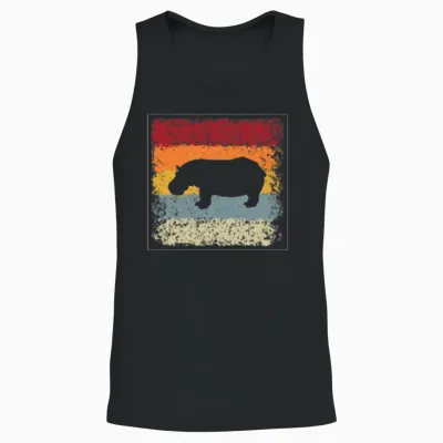 Hippo Retro Unisex Tank Top - Black