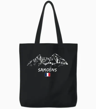 Panoramique De Montagne Apres-Ski Samoëns Tote Bags - Black