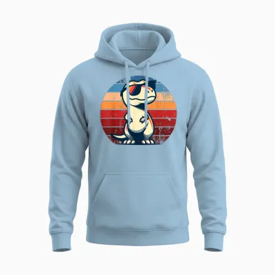 Dinosaur T-Rex Retro Novelty Men Children Women Funny Dinosaur T-Shirt, Black Unisex Hoodie - Light Blue