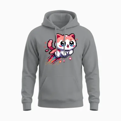 8bit Retro Kitten Unisex Hoodie - Sport Grey