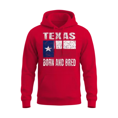 Texas Born and Bred - Vintage Texas State Unisex Hoodie - Red