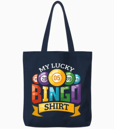 My Lucky Bingo T-Shirt Funny Bingo Playerlong,slee Tote Bags - Navy