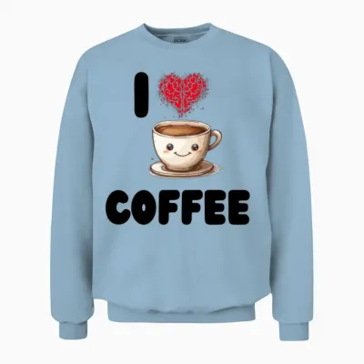 I Love Coffee Unisex Sweatshirt - Light Blue