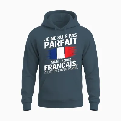 Je Ne Suis Pas Parfait Mais Français Gift Humour France Unisex Hoodie - Dark Heather