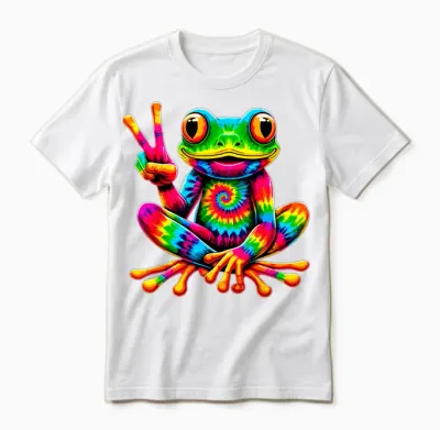Tie-Dye Frog Peace Sign Hippie Unisex T-Shirt - White