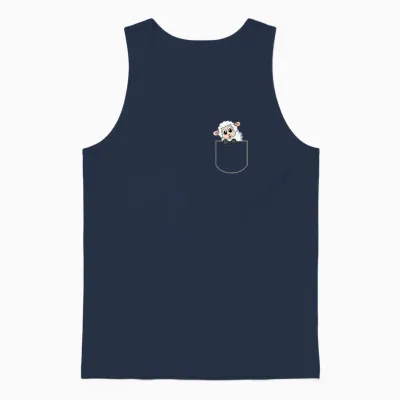 Funny Sheep Pocket Gift Unisex Tank Top - Navy