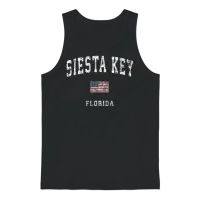 Siesta Key Florida Fl Vintage American Flag Sports Unisex Tank Top - Black – 1