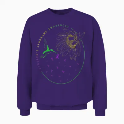 Sjögren's Syndrome Awareness Shirt, Hummingbird Unisex Sweatshirt - Purple