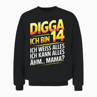 14th Birthday Boy Girl 14 Years 2011 Funny Gift T-Shirt, Black Unisex Sweatshirt - Black