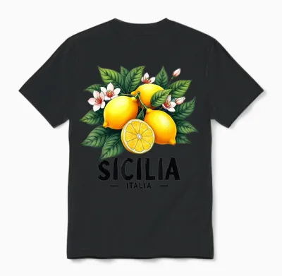 Sicilia Italia Sizilien Italien Frische Italienische Zitronen Sizilianisch Unisex T-Shirt - Black