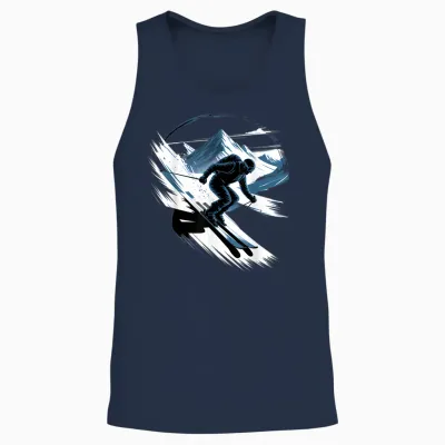 Skiing Astronaut Sport Winter Skiing Funny Space Ski Unisex Tank Top - Navy