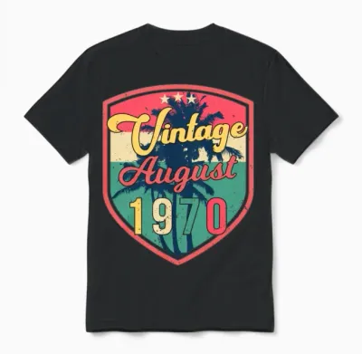 1970 August Retro Unisex T-Shirt - Black