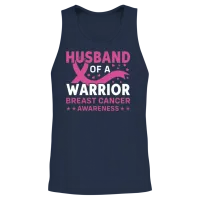Husband of a Warrior Breast Cancer Month Unisex Tank Top - Navy – 2