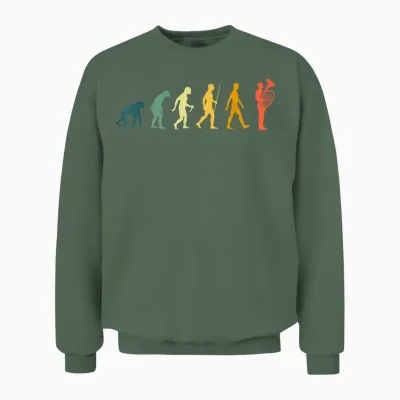 Tubaspieler Evolution Tubist Retro Musiker Entwicklung Tuba Unisex Sweatshirt - Military Green