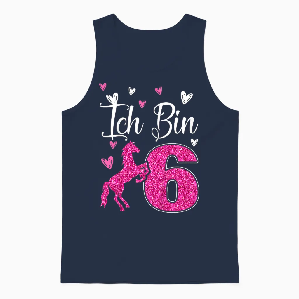 Kinder 6. Geburtstagspferd Geschenk Pferd Mädchen Süßes 6 Jahre Alt Unisex Tank Top in Navy