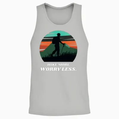 Hike More Worry Less Hiking Unisex Tank Top - Ash