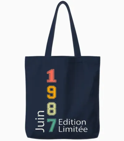 Née En Juin 1987 édition Limitée Anniversaire Juin 1987 Tote Bags - Navy