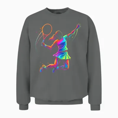 Tennis Player Woman Child and Girl Unisex Sweatshirt - Graphite Heather