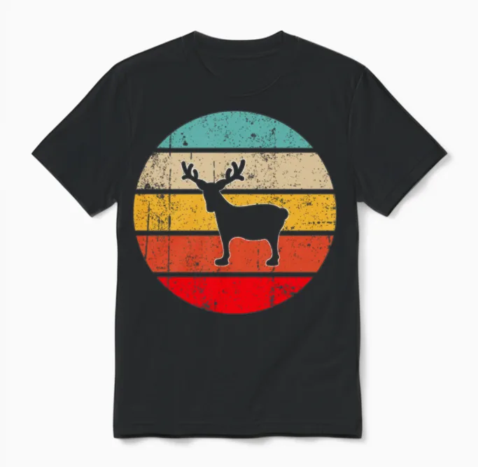 Moose Retro Unisex T-Shirt in Black