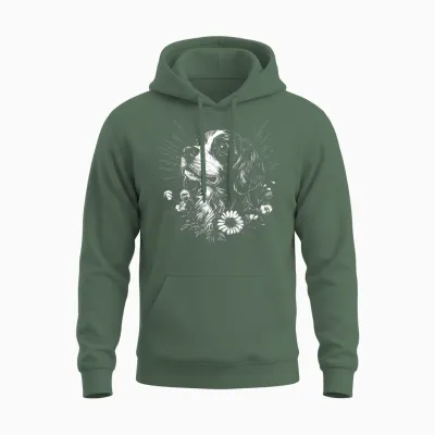 Tatouage Rétro épagneul Breton Pour Amoureux Des Chiens Unisex Hoodie - Military Green