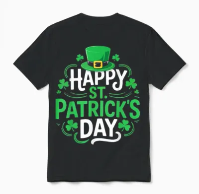 Happy St Patrick's Day Shirt Funny Irish Men Women Unisex T-Shirt - Black