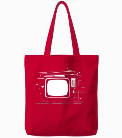 Retro Tv Sketch Tote Bags - Red