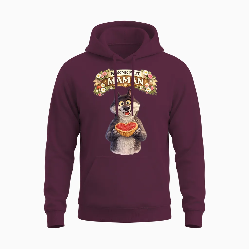Loup Le Mal Aimé Cadeau Fete Des Meres Bonne Fete Maman Aime Unisex Hoodie in Maroon