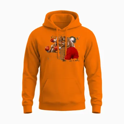 Mike Tyson Frank Bruno Fighting for Heavyweight Championship 1989 T-Shirt, Black, S Unisex Hoodie - Safety Orange