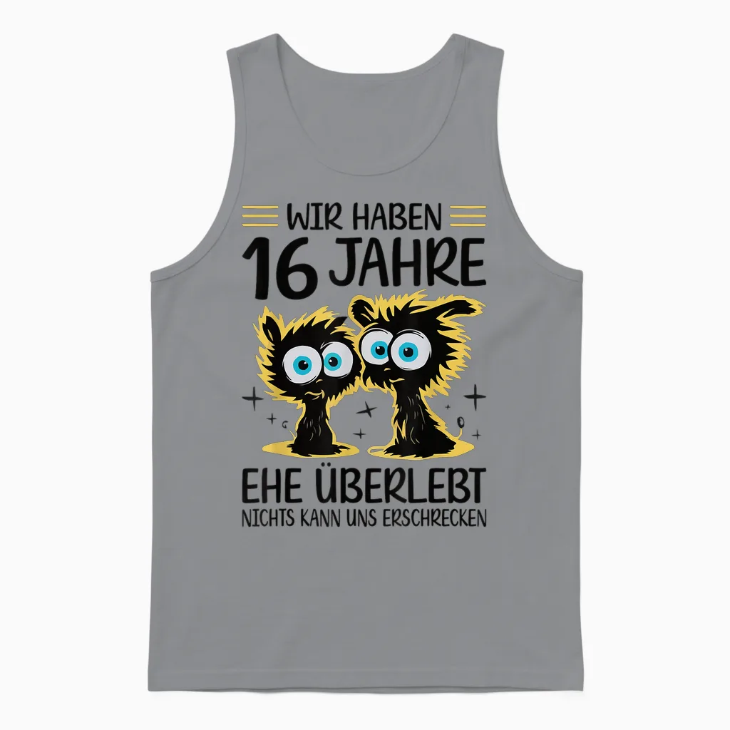 16 Jahre Verheiratet 16. Hochzeitstag Saphirhochzeit Unisex Tank Top in Sport Grey
