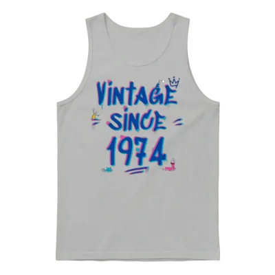 Vintage Since 1974 Hip-Hop Graffiti Glitch 51st Unisex Tank Top - Ash