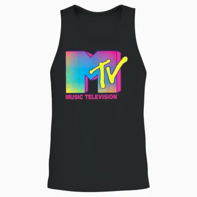 Mtv Logo Fluorescent Colors Retro Design Unisex Tank Top - Black