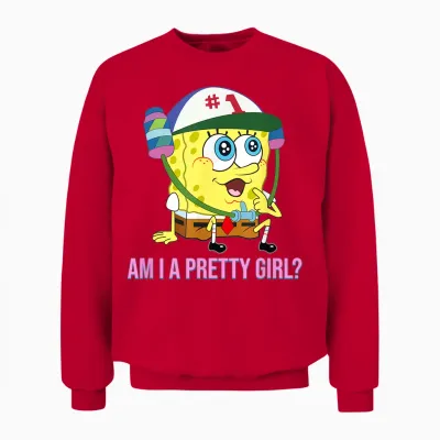 Spongebob Squarepants - Am I a Pretty Girl? Unisex Sweatshirt - Red
