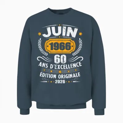 Vintage Juin 1966 Cadeau Anniversaire 60 Ans Hommes Femmes Unisex Sweatshirt - Dark Heather
