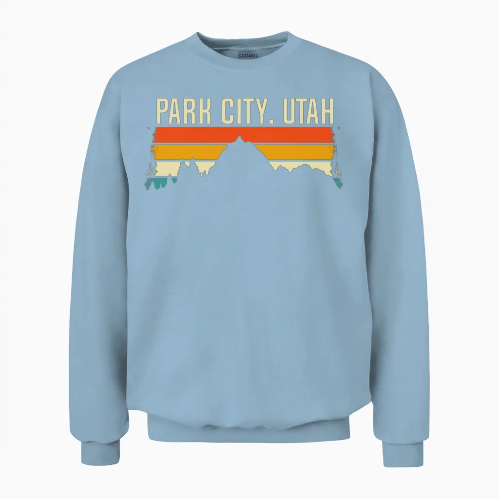 Park City Utah Retro Vintage, Retro Mountain Utah Unisex Sweatshirt in Light Blue