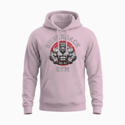 96.4% Silverback Gorilla, Gym Wear, Bodybuilding, Strong T-Shirt, Black, S Unisex Hoodie - Light Pink