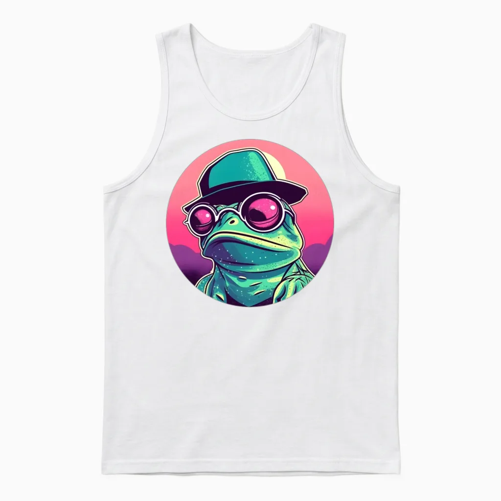 Style Frog Lovers Retro Reptiles & Exotics Unisex Tank Top in White