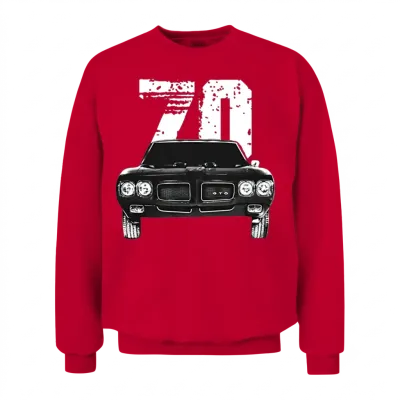 1970 Pontiac Gto Front Grill View with Year Unisex Sweatshirt - Red