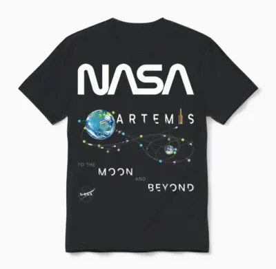 Nasa Artemis 1 Mission Exploration Insignia Worm Logo T-Shirt, Black, S Unisex T-Shirt - Black