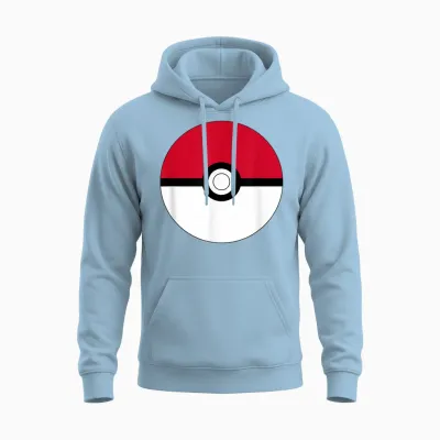 Pokémon Poké Ball Vintage Classic Red & White Logo Unisex Hoodie - Light Blue