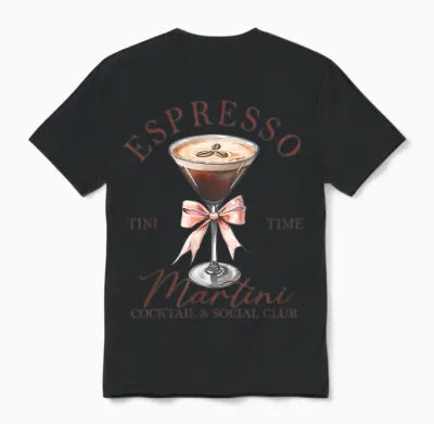 Womens Espresso Martini Social Club Drinking Cocktail Unisex T-Shirt - Black