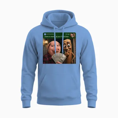 Tung Tung Tung Sahur John Pork Motion at Your Front Door Unisex Hoodie - Carolina Blue