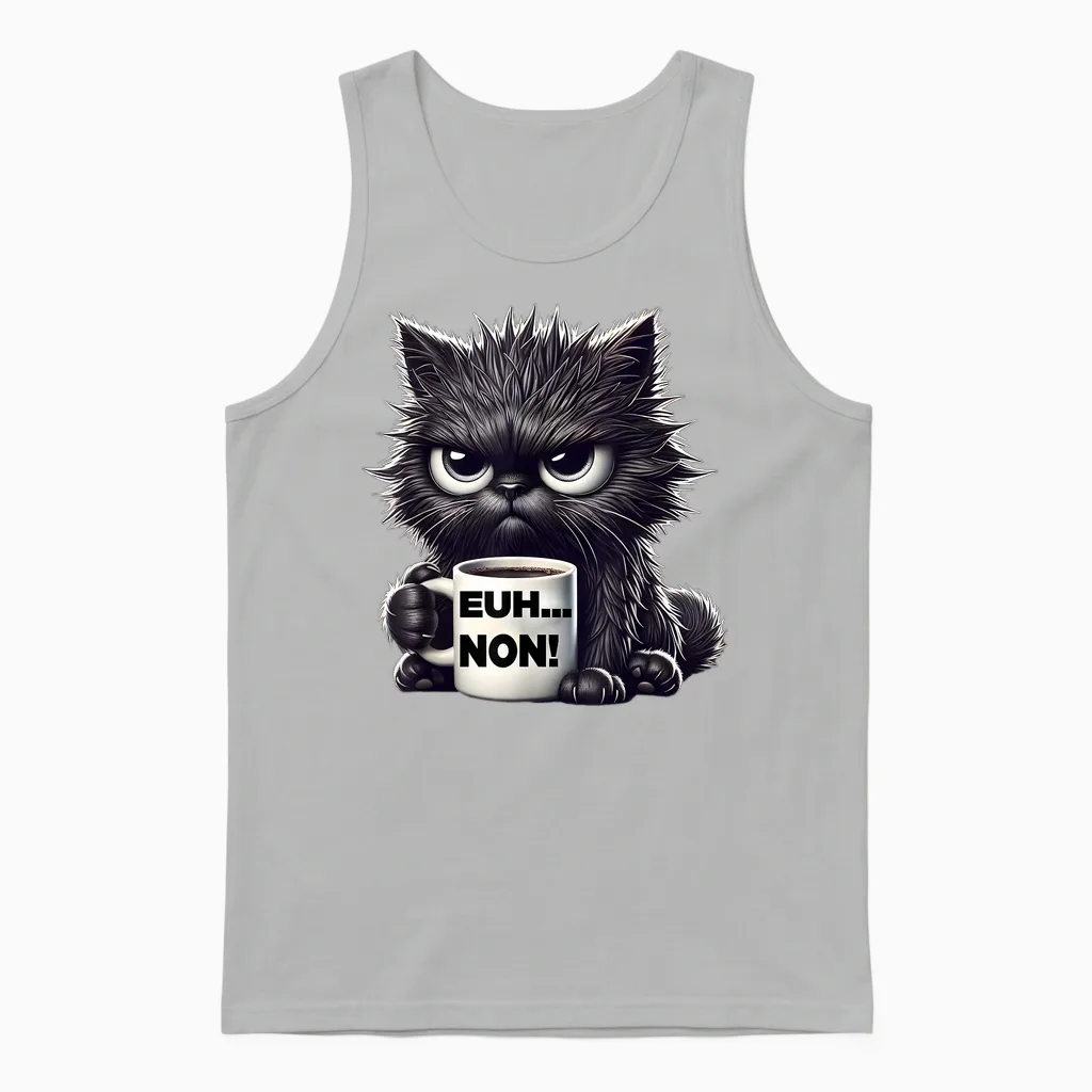 Funny Introvert Black Cat Lovers Gift Unisex Tank Top in Ash
