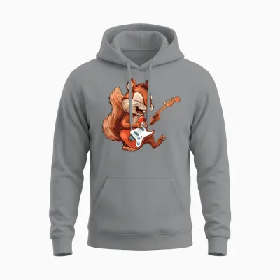 Rock Squirrel Guitarist Band Music Unisex Hoodie - Sport Grey