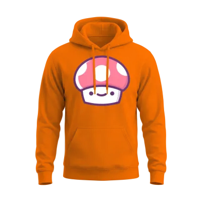Classic Retro Game Mushroom Unisex Hoodie - Safety Orange