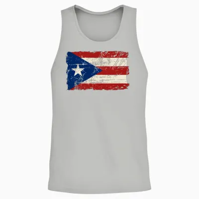 Puerto Rico Flag - Vintage Look Unisex Tank Top - Ash