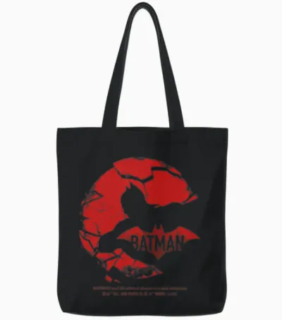 Batman with Broken Glass in Red Design Tote Bags - Black